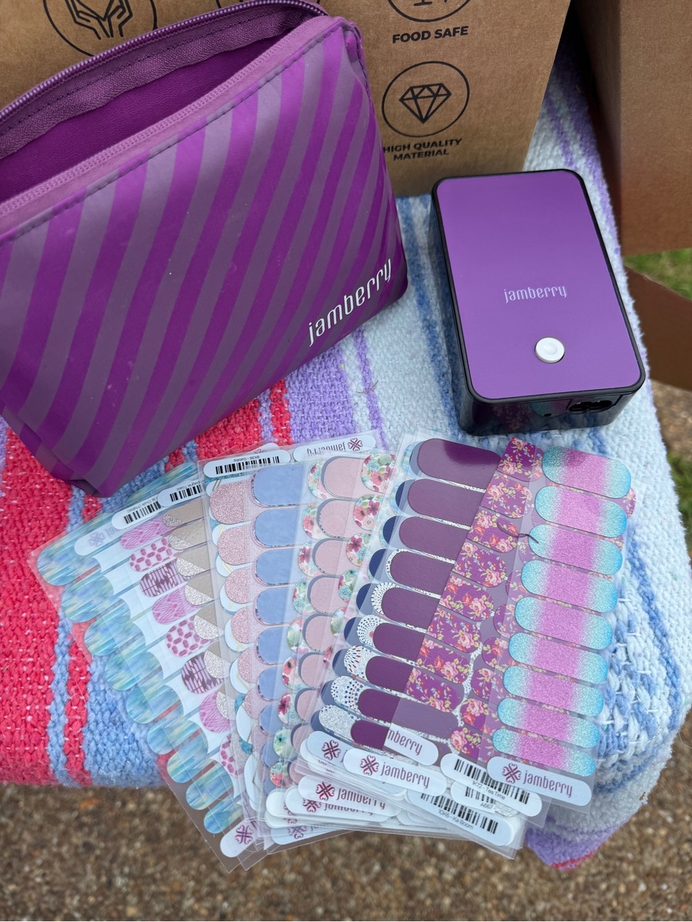 Jamberry Purple Portable UV Lamp with 27 nail wrap sets